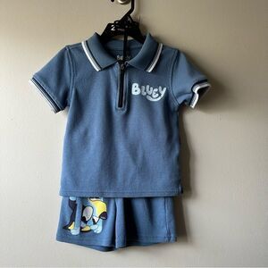 Bluey Toddler Boys Short Sleeve Polo Top and Shorts Set 2-Piece Size 2T Preppy